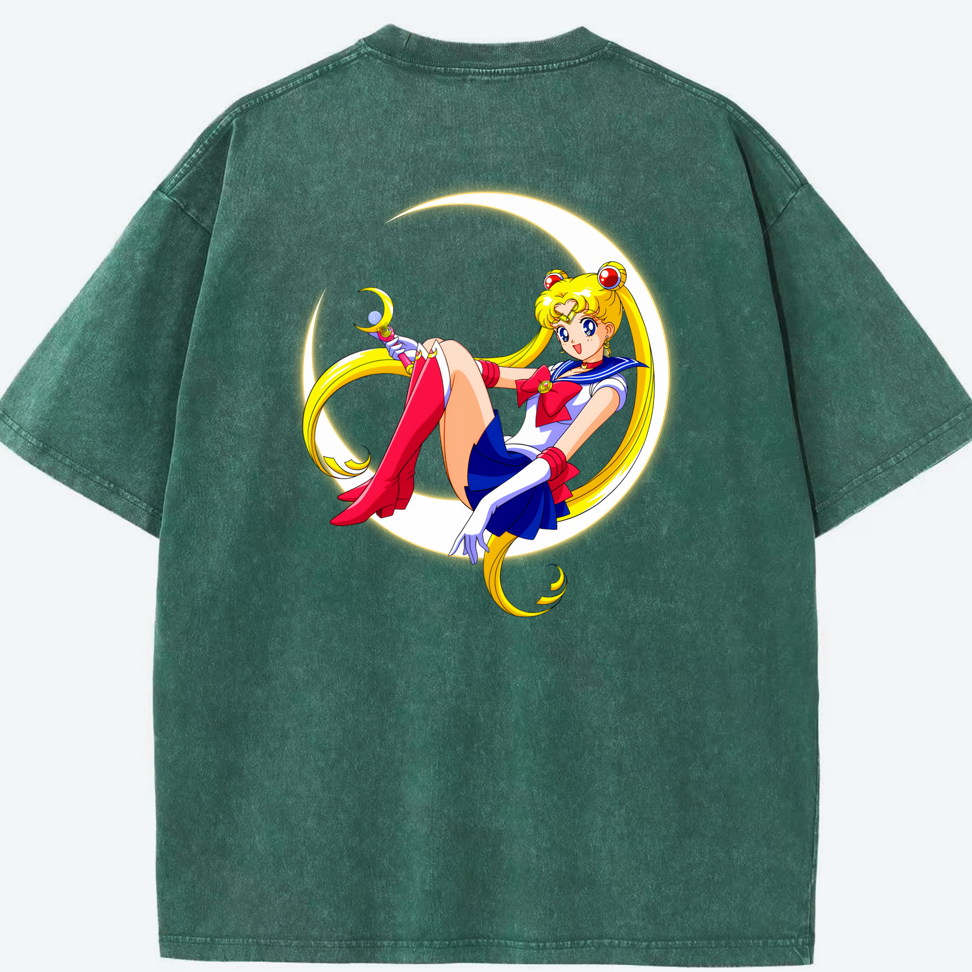 （画像用） 美少女戦士セーラームーン 月野 うさぎ つきの うさぎ Sailor Moon Tsukino Usagi 綿100% ヴィンテージ風 半袖Tシャツ（背面プリント）